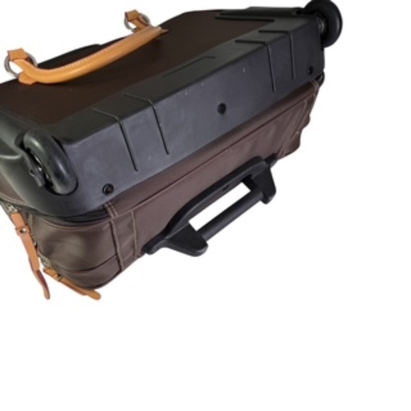 NWT Franklin Covey Morgan Triple Gusset Wheeled Canvas Case Brown/Tan - Picture 11 of 13